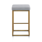 Ex Display - Adela Hail Grey Bar Stool - Brushed Gold Base Bar Stool Blue Steel Sofa- Core