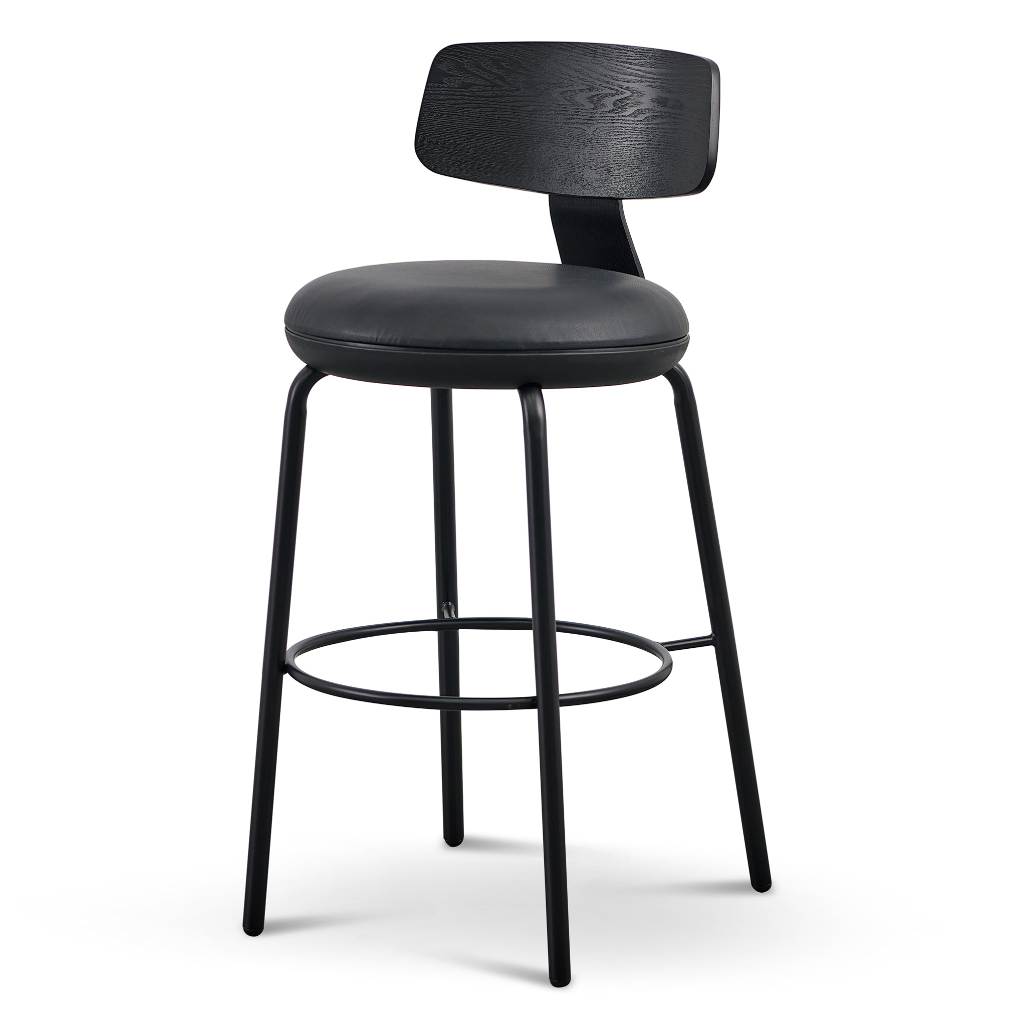 Martino 65cm Bar Stool - Full Black Bar Stool Swady-Core