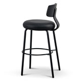 Martino 65cm Bar Stool - Full Black Bar Stool Swady-Core