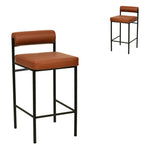 Set of 2 - Shaffer 65cm Fabric Bar Stool - Brown Bar Stool Freehold-Core   