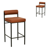Set of 2 - Shaffer 65cm Fabric Bar Stool - Brown Bar Stool Freehold-Core   