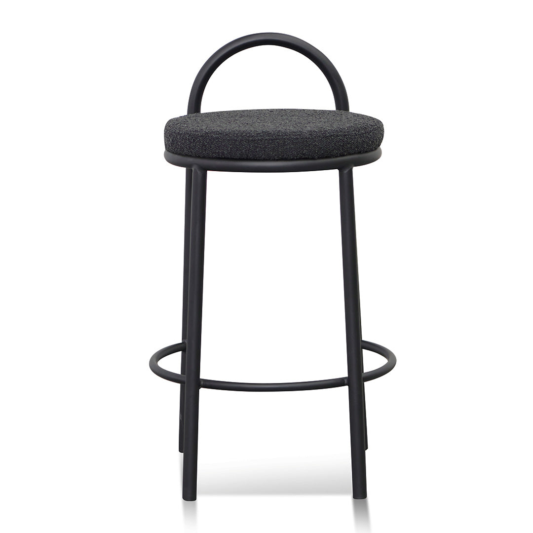 Single - Mclean 63cm Black Frame Bar Stool - Black Boucle Bar Stool Freehold-Core