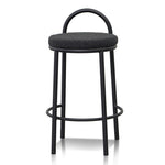 Single - Mclean 63cm Black Frame Bar Stool - Black Boucle Bar Stool Freehold-Core