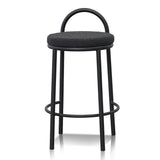 Single - Mclean 63cm Black Frame Bar Stool - Black Boucle Bar Stool Freehold-Core