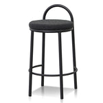 Single - Mclean 63cm Black Frame Bar Stool - Black Boucle Bar Stool Freehold-Core