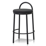 Single - Mclean 63cm Black Frame Bar Stool - Black Boucle Bar Stool Freehold-Core