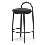 Single - Mclean 63cm Black Frame Bar Stool - Black Boucle Bar Stool Freehold-Core