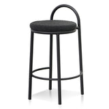 Single - Mclean 63cm Black Frame Bar Stool - Black Boucle Bar Stool Freehold-Core