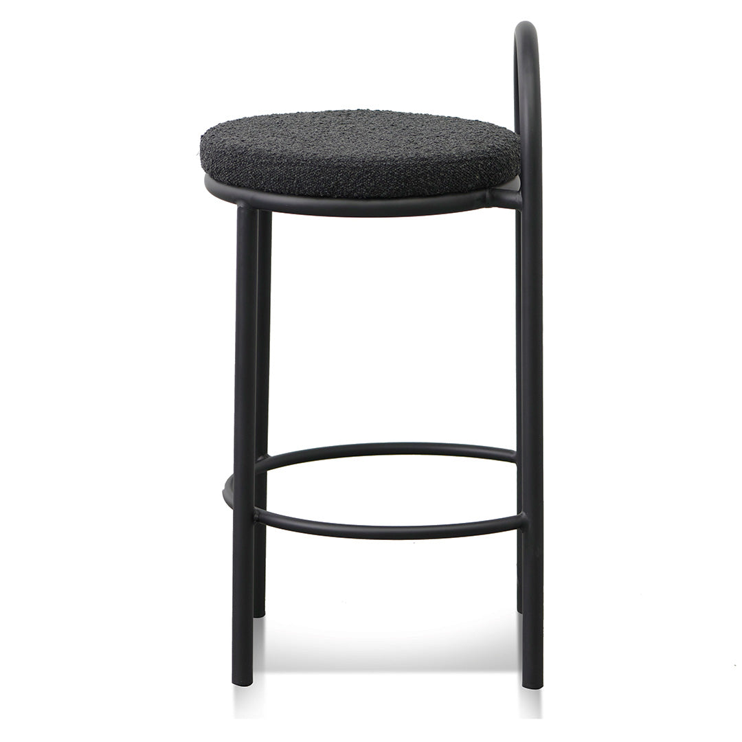 Single - Mclean 63cm Black Frame Bar Stool - Black Boucle Bar Stool Freehold-Core