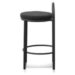 Single - Mclean 63cm Black Frame Bar Stool - Black Boucle Bar Stool Freehold-Core