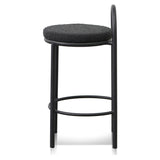 Single - Mclean 63cm Black Frame Bar Stool - Black Boucle Bar Stool Freehold-Core