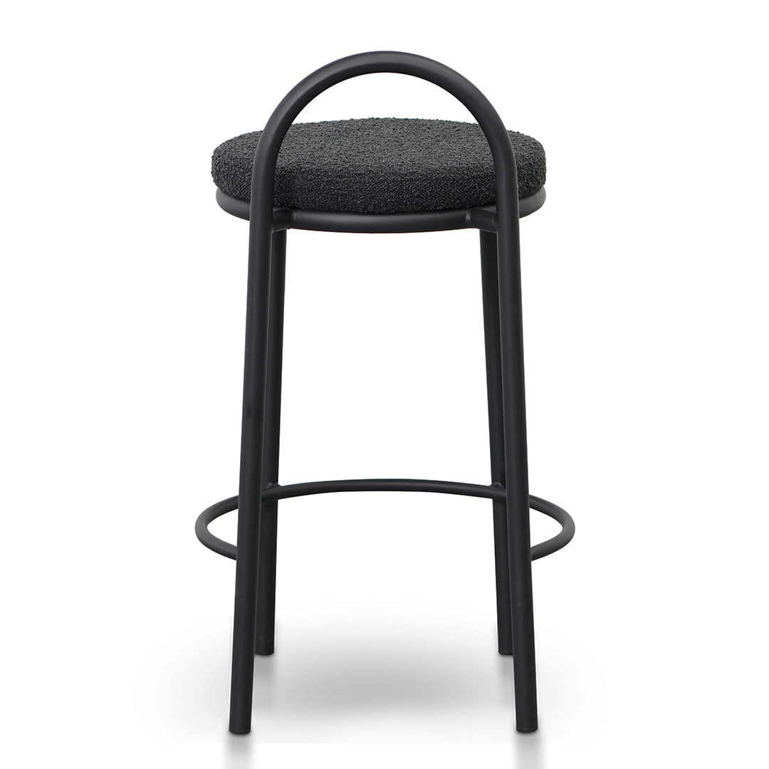 Single - Mclean 63cm Black Frame Bar Stool - Black Boucle Bar Stool Freehold-Core