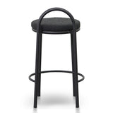 Single - Mclean 63cm Black Frame Bar Stool - Black Boucle Bar Stool Freehold-Core