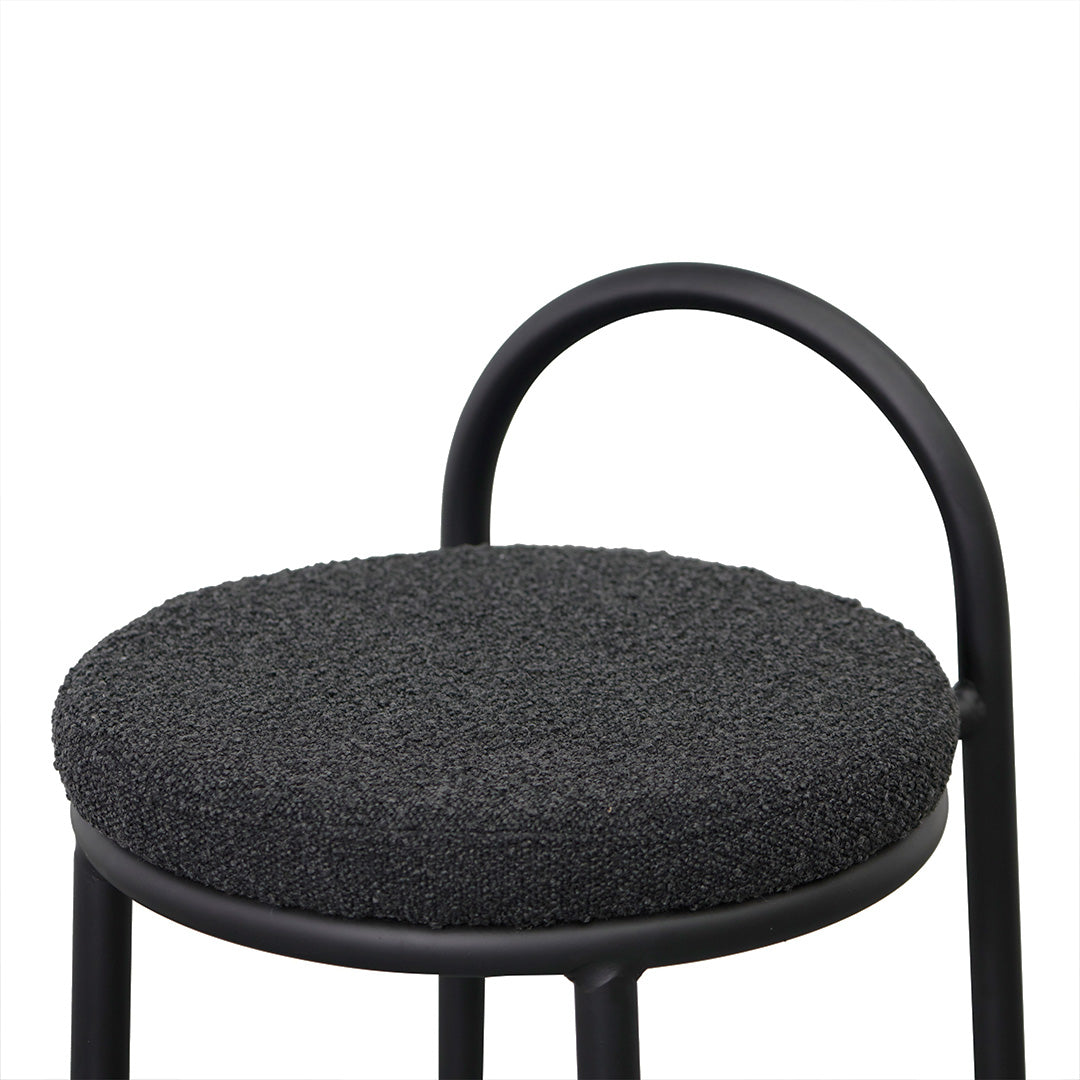 Single - Mclean 63cm Black Frame Bar Stool - Black Boucle Bar Stool Freehold-Core