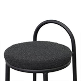 Single - Mclean 63cm Black Frame Bar Stool - Black Boucle Bar Stool Freehold-Core