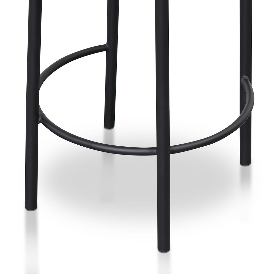 Single - Mclean 63cm Black Frame Bar Stool - Black Boucle Bar Stool Freehold-Core