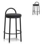 Set of 2 - Mclean 63cm Black Frame Bar Stool - Black Boucle Bar Stool Freehold-Core   