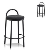 Set of 2 - Mclean 63cm Black Frame Bar Stool - Black Boucle Bar Stool Freehold-Core   