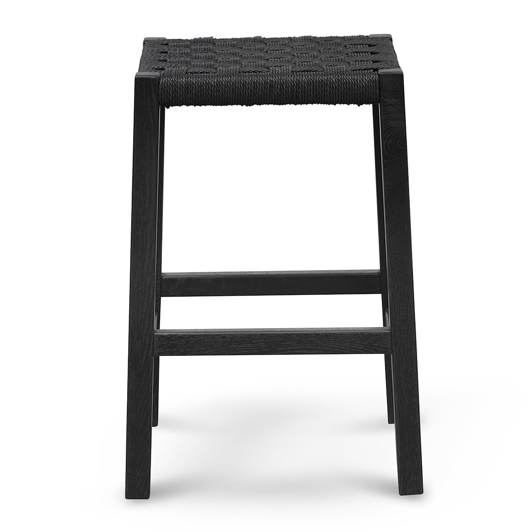 Ex Display - Jolen 65cm Rattan Bar Stool - Full Black Bar Stool Oakwood-Core