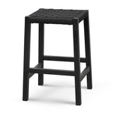 Ex Display - Jolen 65cm Rattan Bar Stool - Full Black Bar Stool Oakwood-Core