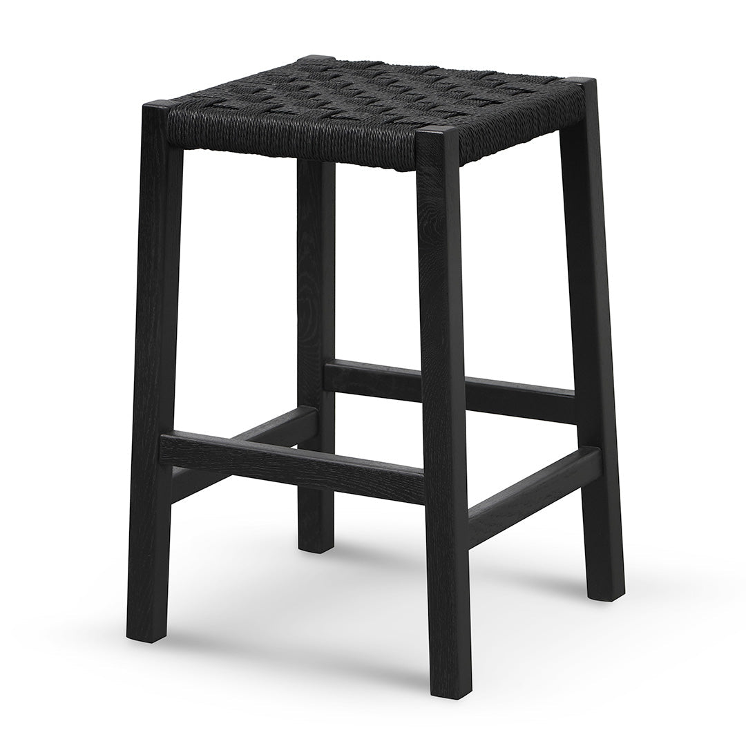 Ex Display - Jolen 65cm Rattan Bar Stool - Full Black Bar Stool Oakwood-Core