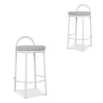 Set of 2 - Mclean 63cm White Frame Bar Stool - Clay Grey Bar Stool Freehold-Core