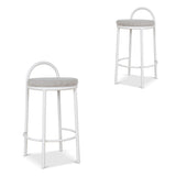 Set of 2 - Mclean 63cm White Frame Bar Stool - Clay Grey Bar Stool Freehold-Core