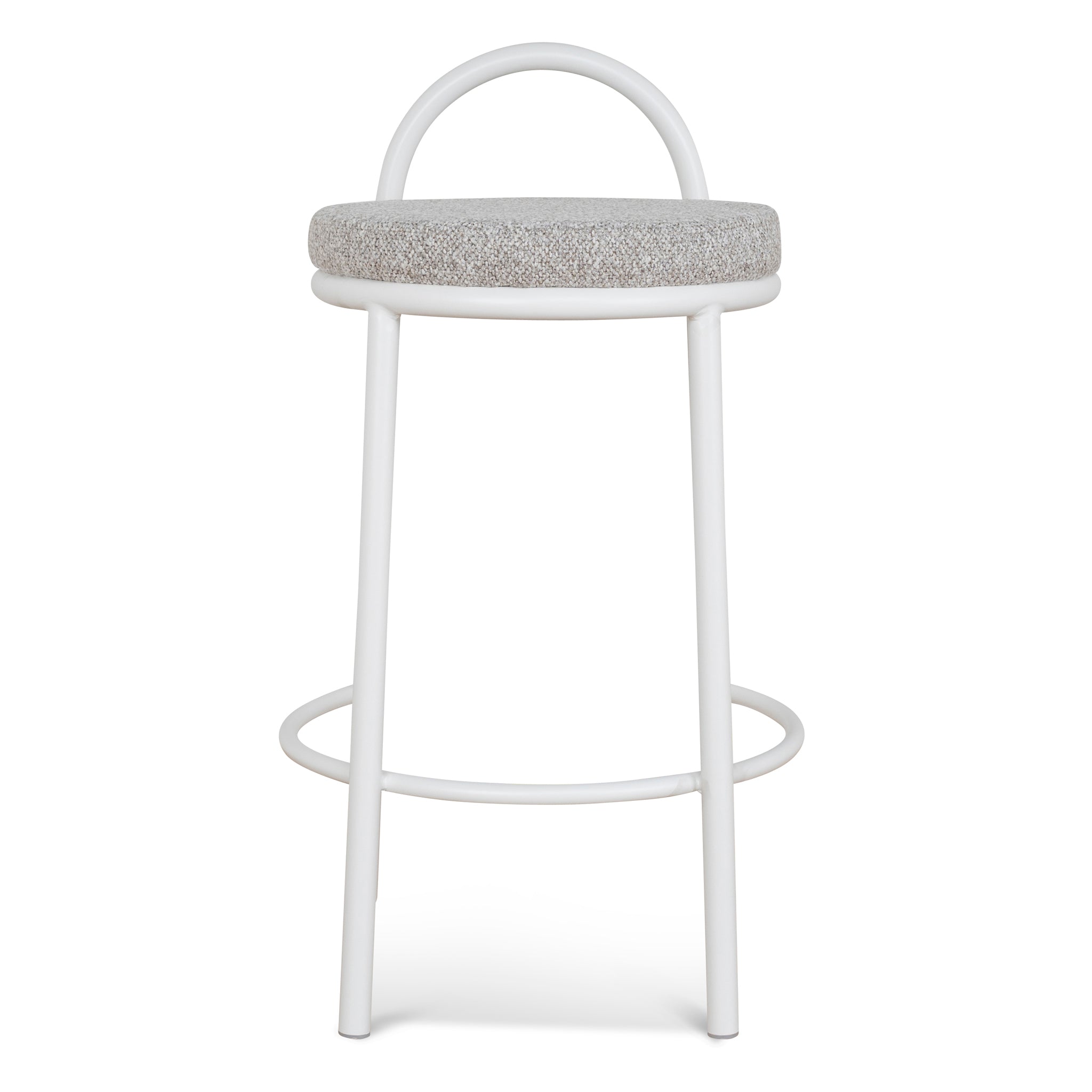 Set of 2 - Mclean 63cm White Frame Bar Stool - Clay Grey Bar Stool Freehold-Core