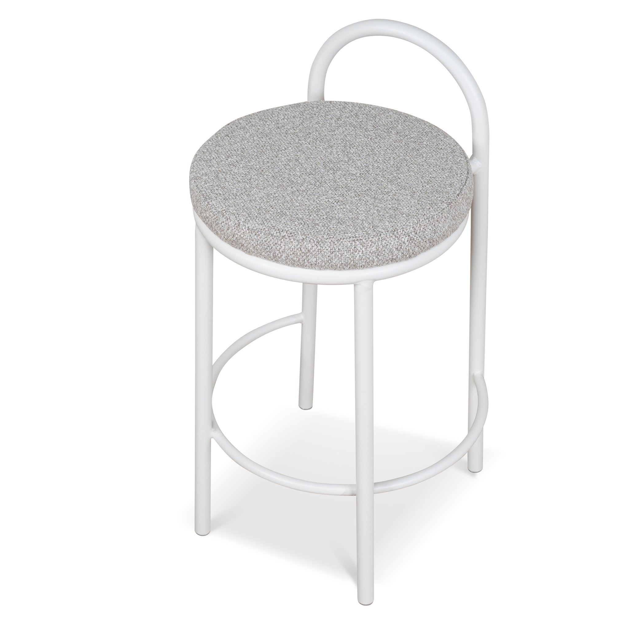 Ex Display - Mclean 65cm White Frame Bar Stool - Clay Grey Bar Stool Freehold-Core