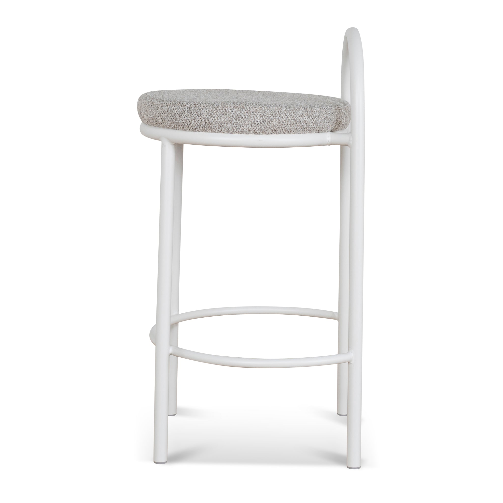 Ex Display - Mclean 65cm White Frame Bar Stool - Clay Grey Bar Stool Freehold-Core