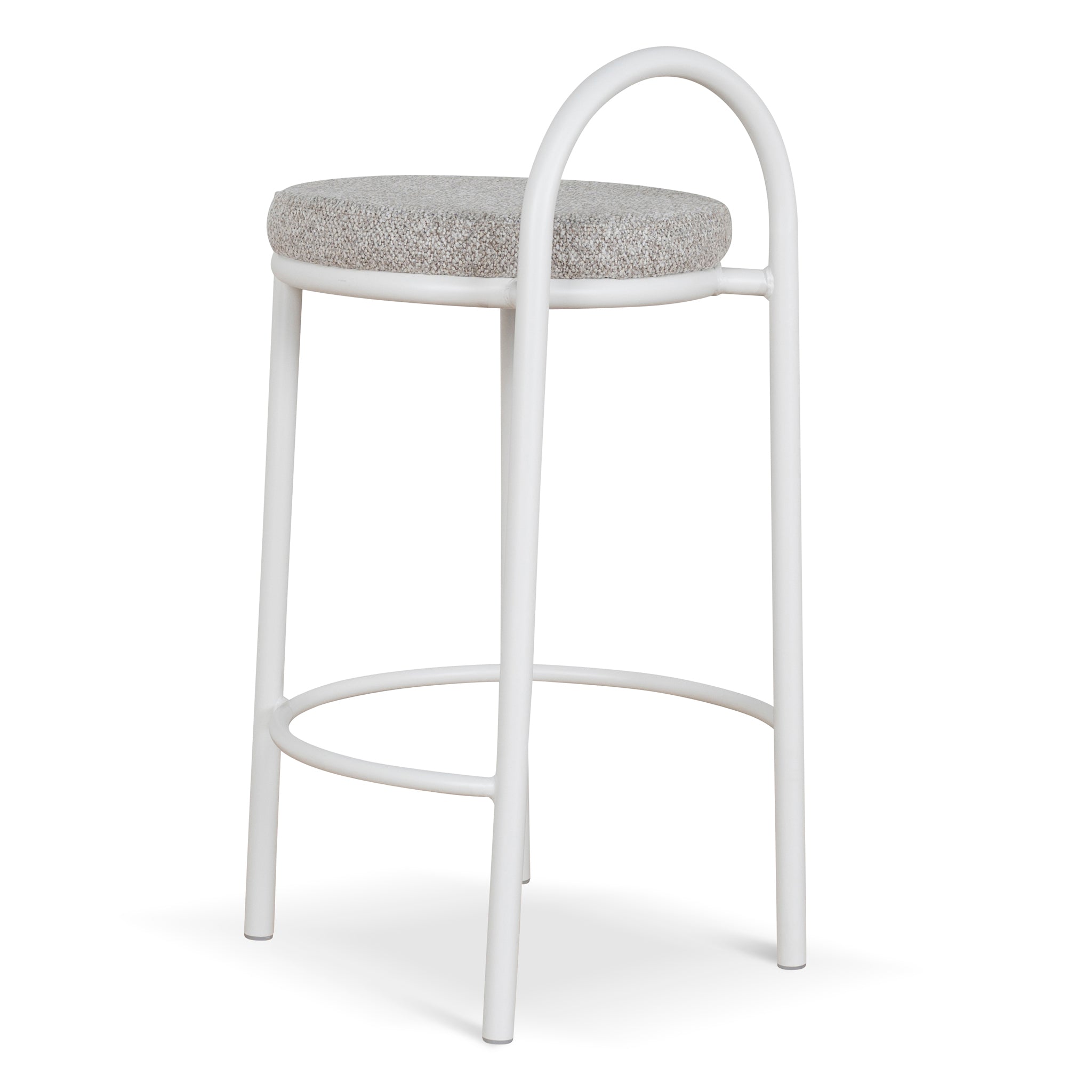 Ex Display - Mclean 65cm White Frame Bar Stool - Clay Grey Bar Stool Freehold-Core