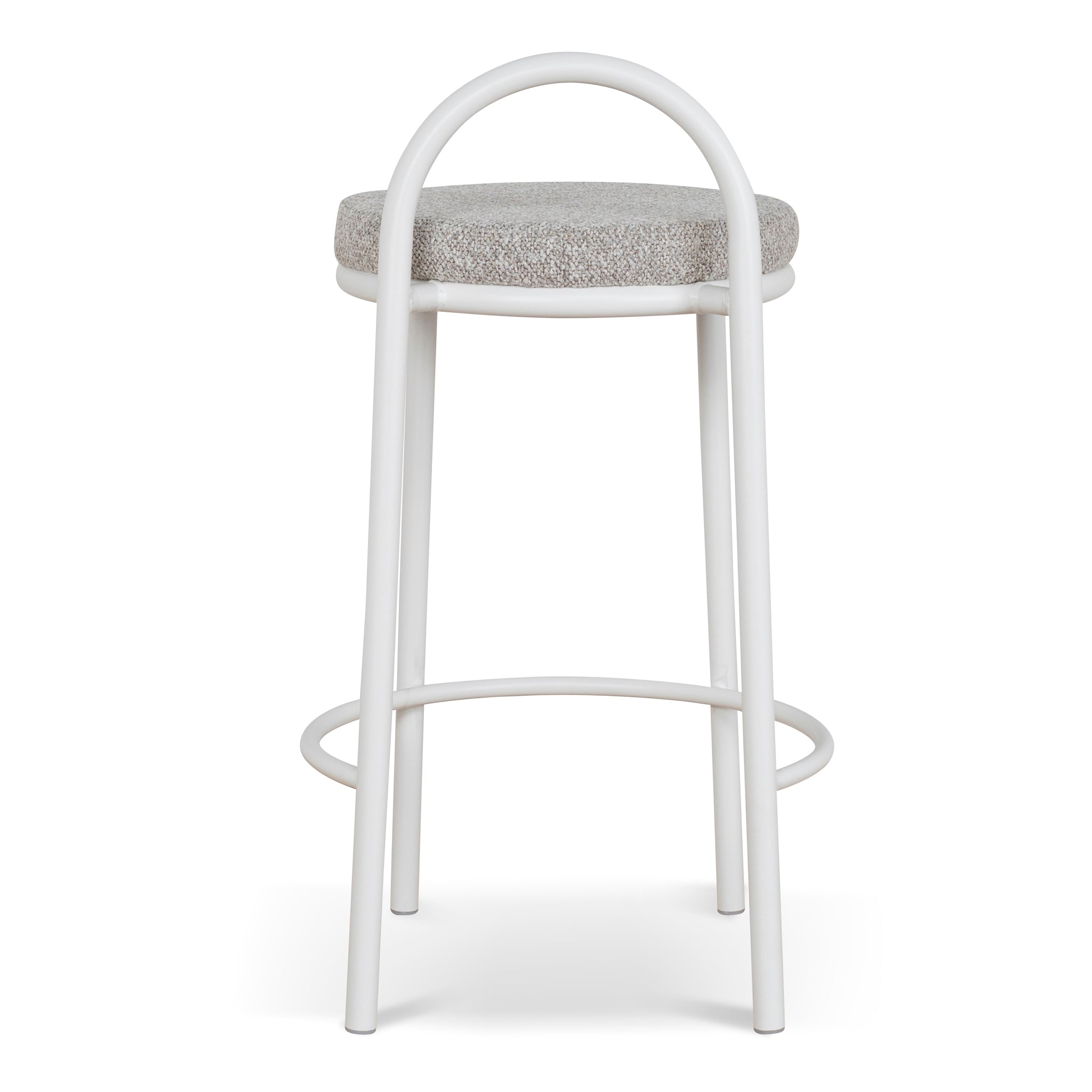 Ex Display - Mclean 65cm White Frame Bar Stool - Clay Grey Bar Stool Freehold-Core
