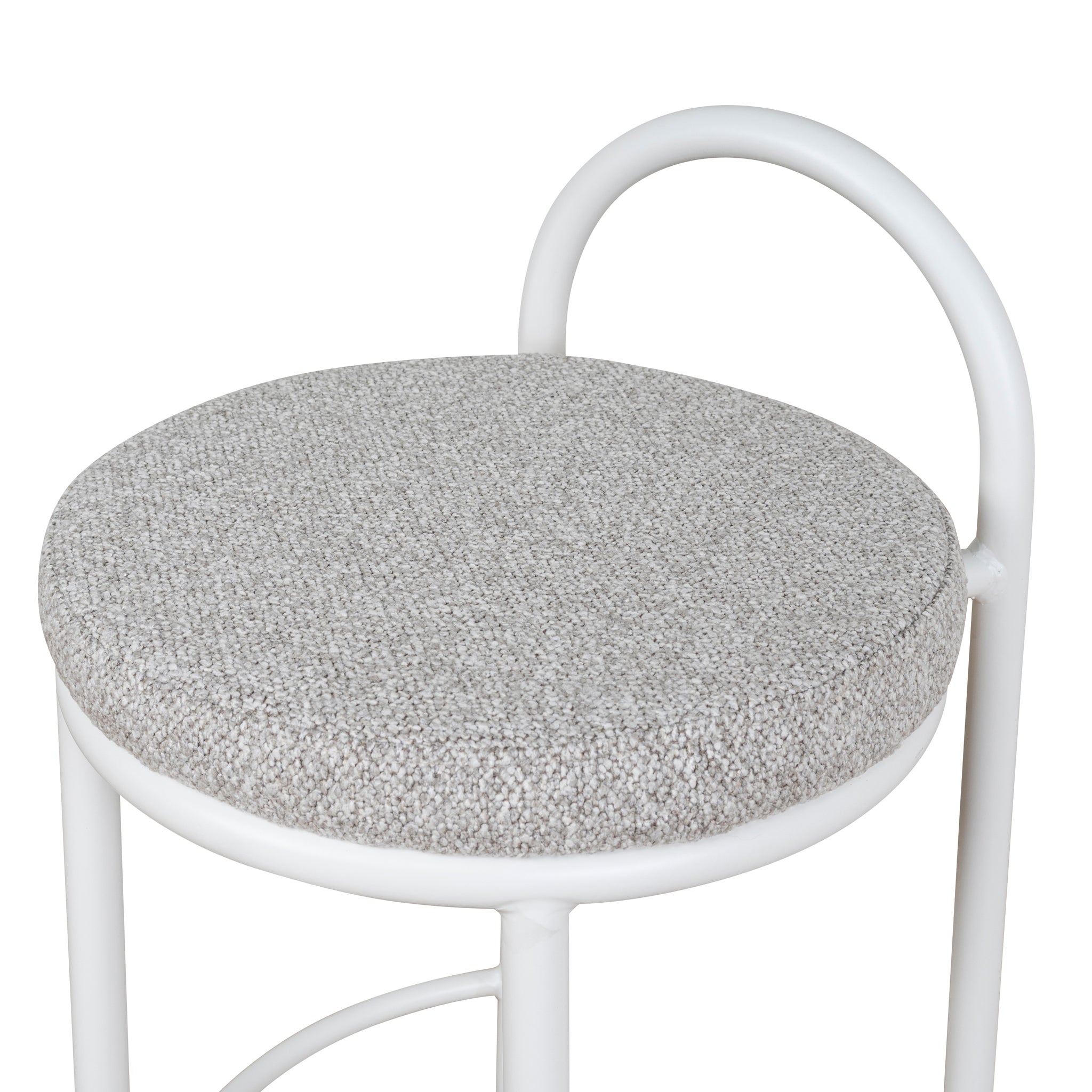 Ex Display - Mclean 65cm White Frame Bar Stool - Clay Grey Bar Stool Freehold-Core