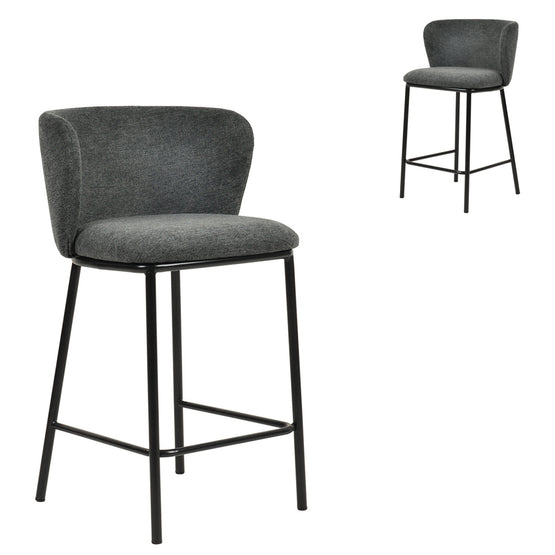 Set of 2 - Flossie 65cm Bar Stool - Charcoal Grey Bar Stool Freehold-Core   