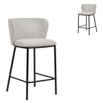 Set of 2 - Flossie 65cm Bar Stool - Coastal Light Grey Bar Stool Freehold-Core   