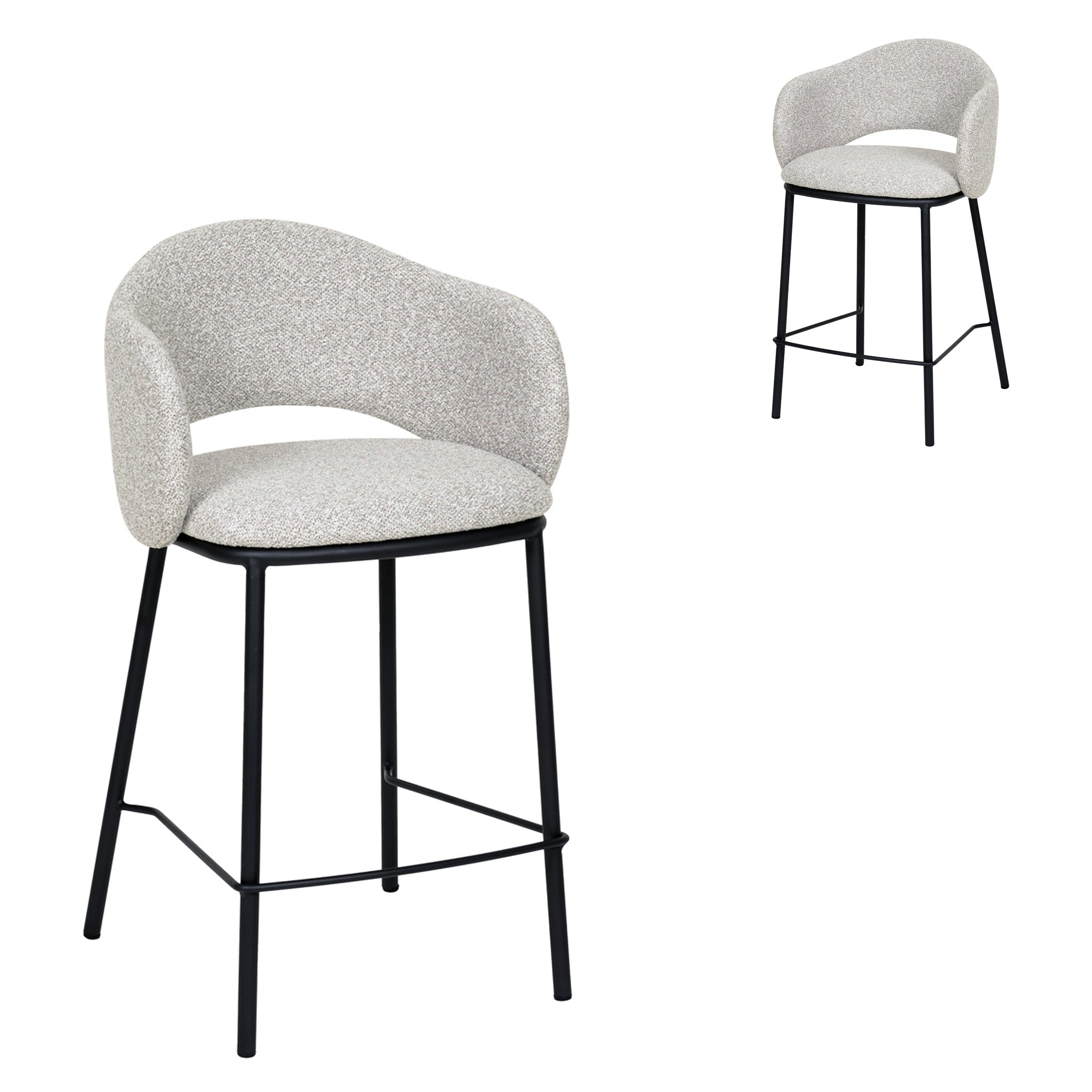 Set of 2 - Mani 65cm Black Bar Stool - Clay Grey Bar Stool Freehold-Core
