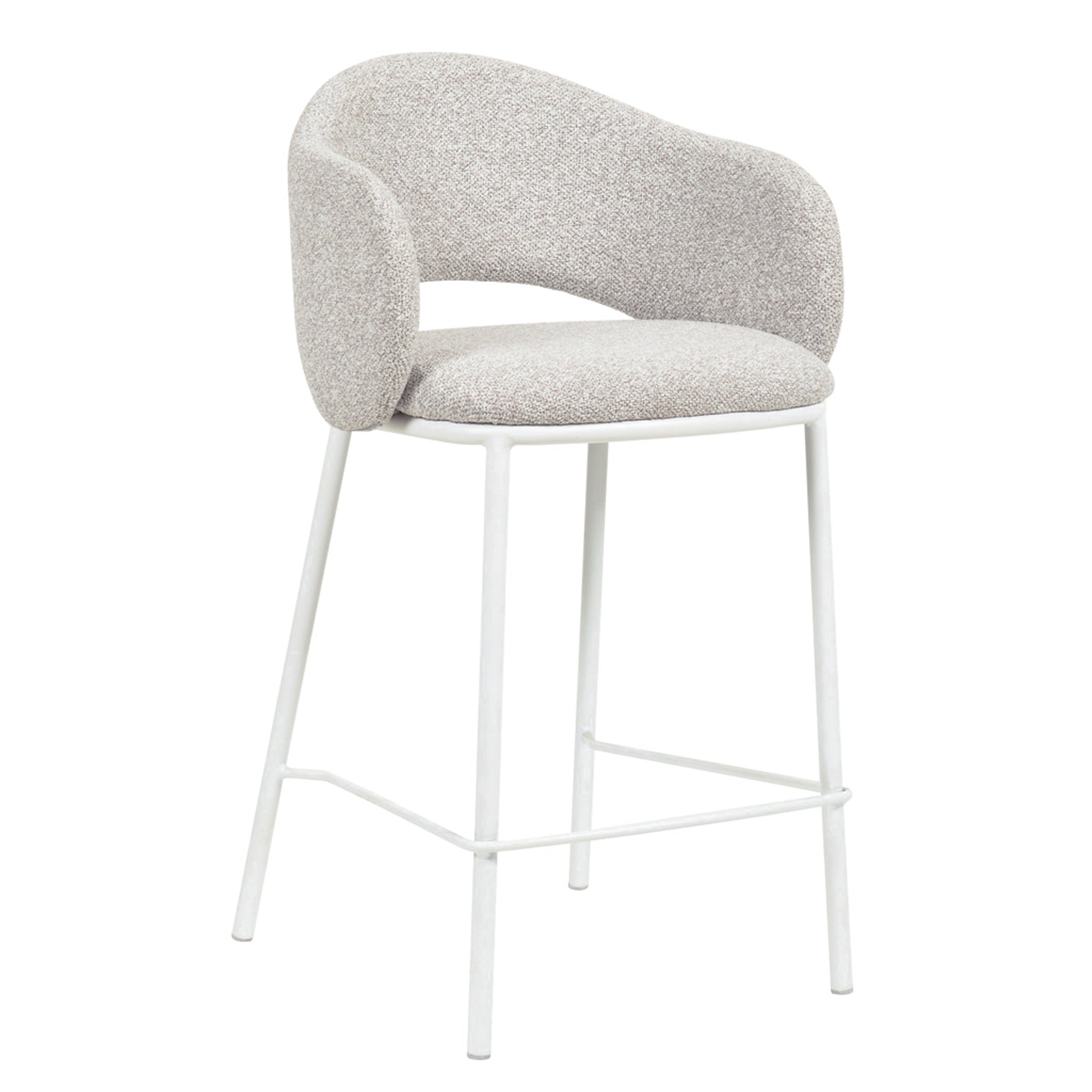 Set of 2 - Mani 65cm White Bar Stool - Clay Grey Bar Stool Freehold-Core