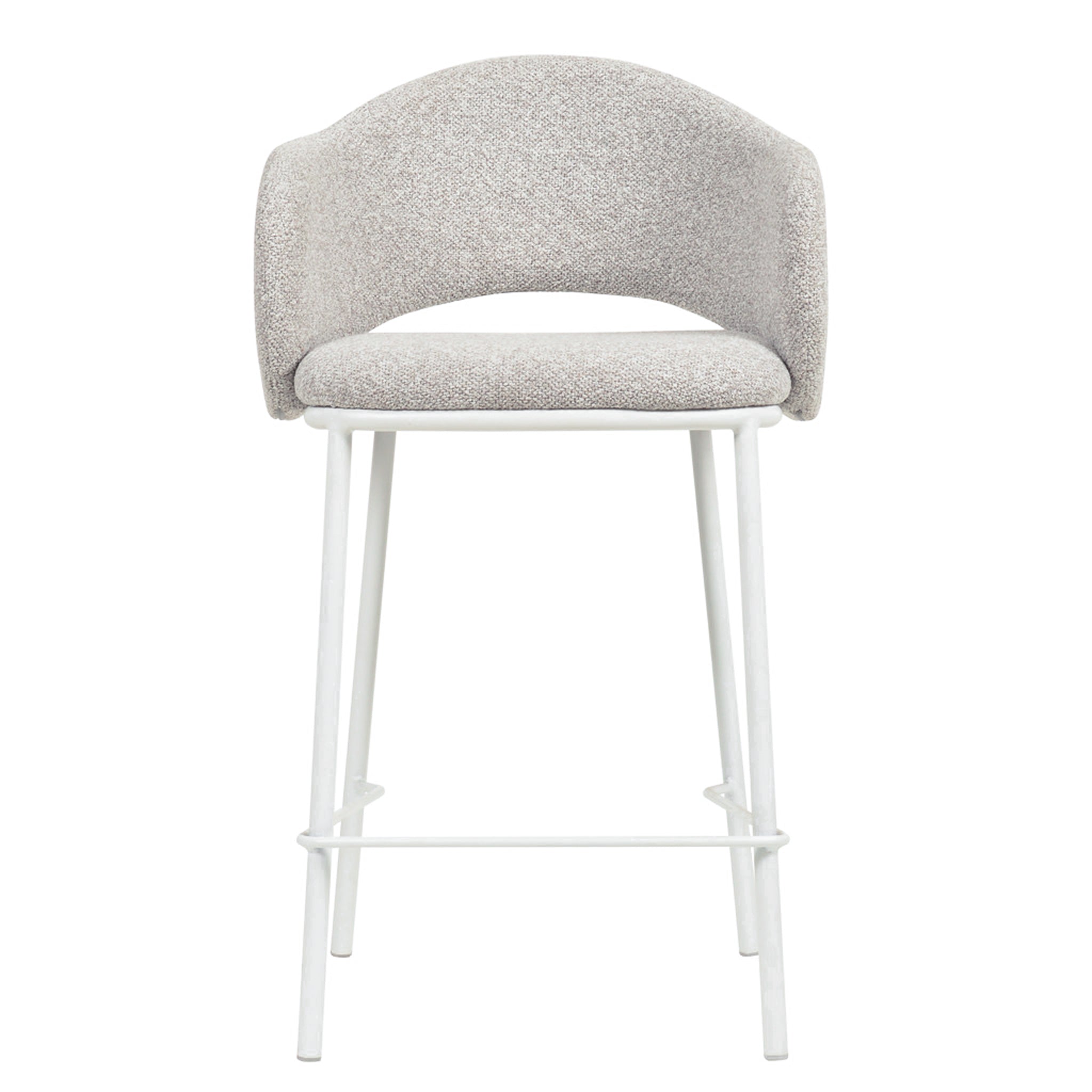 Set of 2 - Mani 65cm White Bar Stool - Clay Grey Bar Stool Freehold-Core