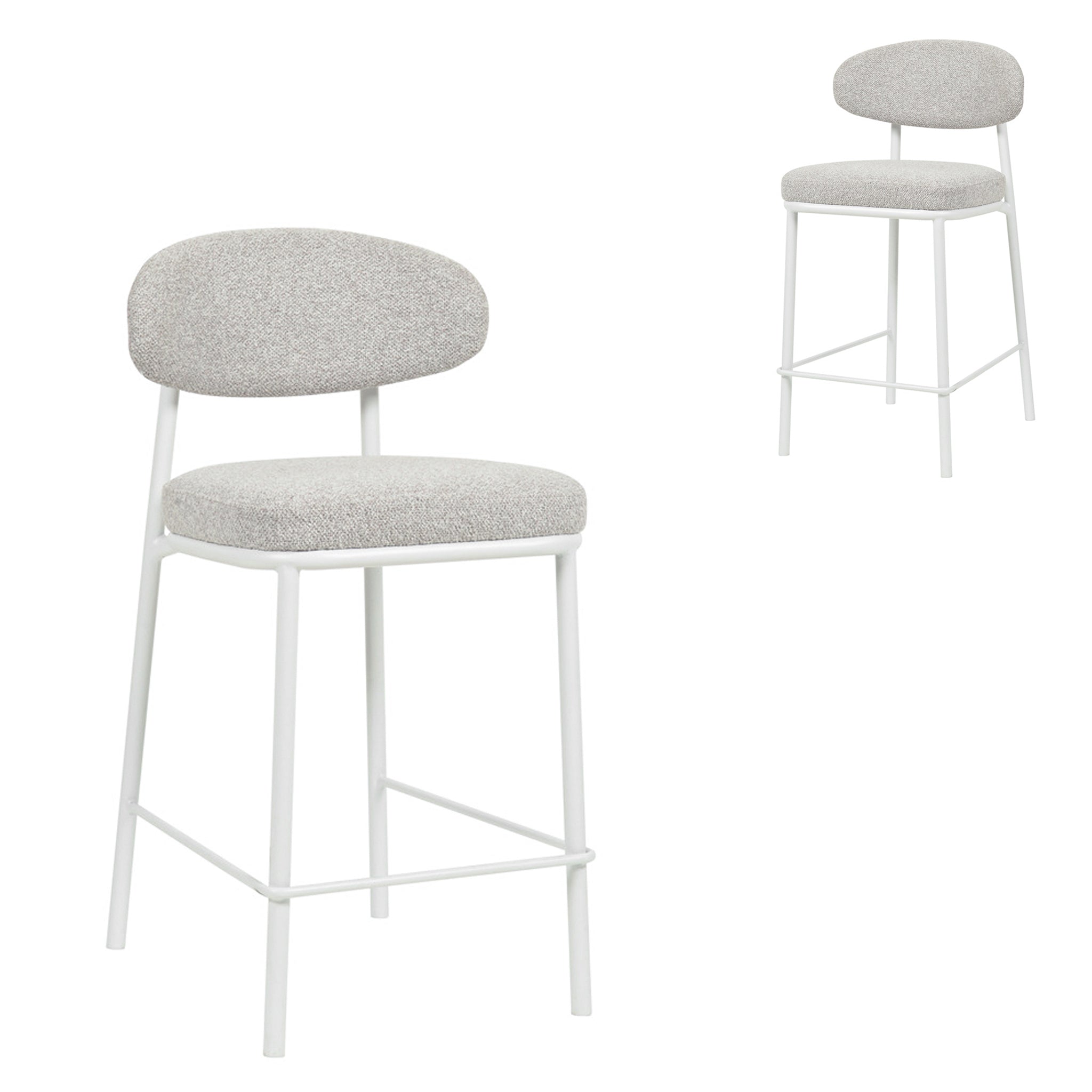 Set of 2 - Ambrosi 65cm White Bar Stool - Clay Grey Bar Stool Freehold-Core