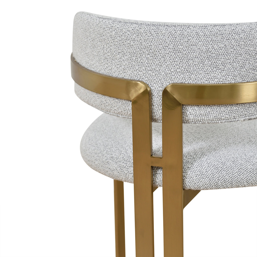 Ex Display - Tonu 65cm Brushed Gold Bar Stool - Light Grey Boucle Bar Stool K Steel-Core
