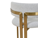 Ex Display - Tonu 65cm Brushed Gold Bar Stool - Light Grey Boucle Bar Stool K Steel-Core