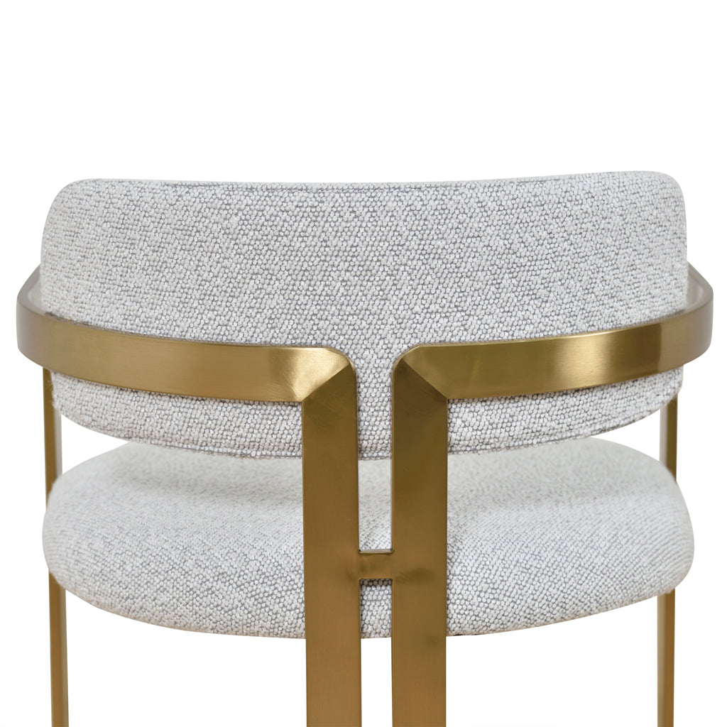Ex Display - Tonu 65cm Brushed Gold Bar Stool - Light Grey Boucle Bar Stool K Steel-Core