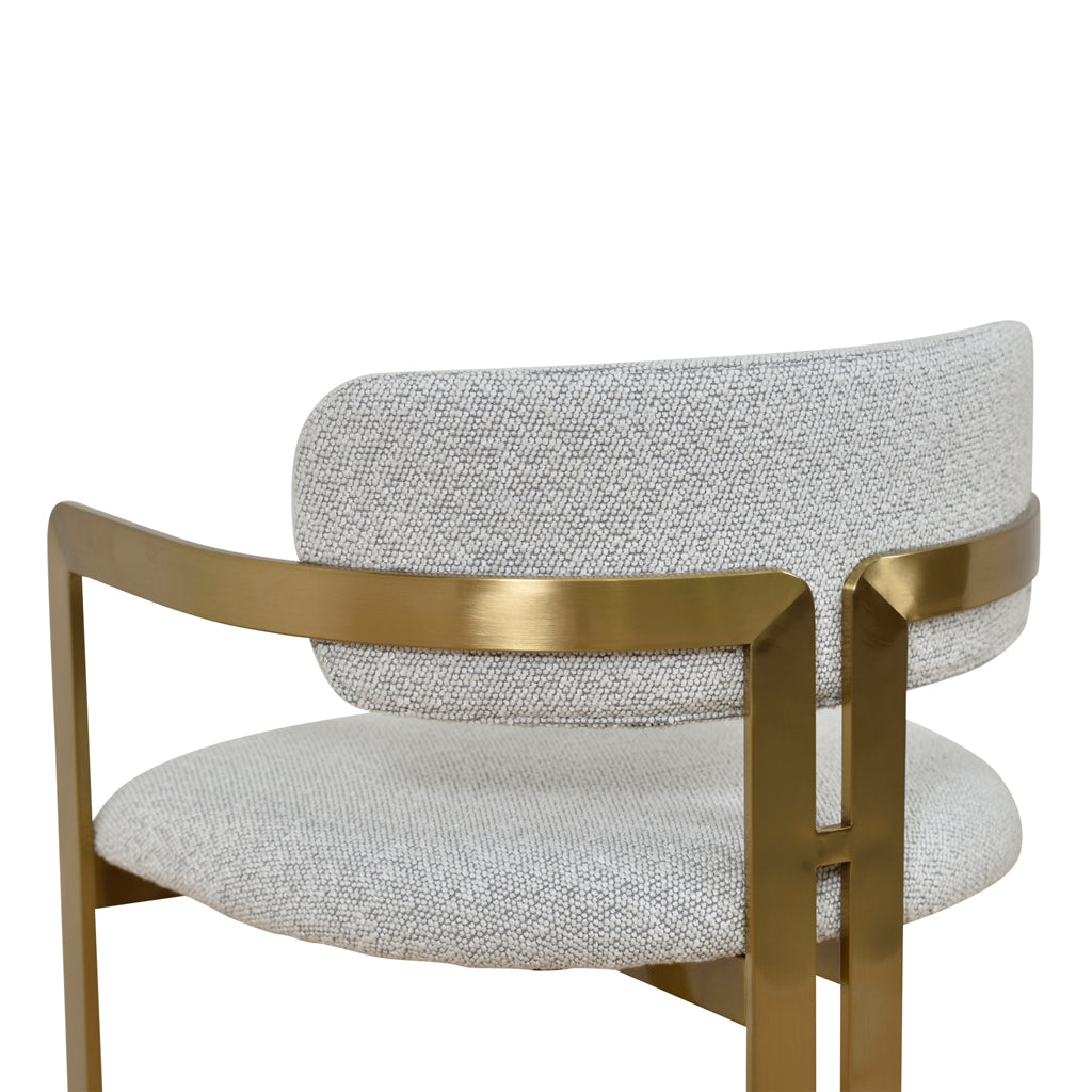Ex Display - Tonu 65cm Brushed Gold Bar Stool - Light Grey Boucle Bar Stool K Steel-Core