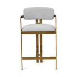 Ex Display - Tonu 65cm Brushed Gold Bar Stool - Light Grey Boucle Bar Stool K Steel-Core