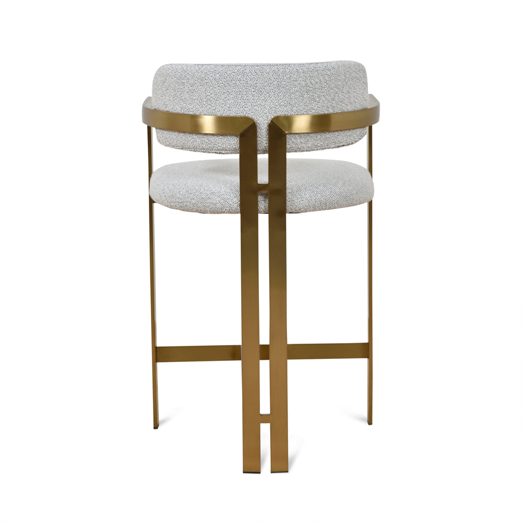 Ex Display - Tonu 65cm Brushed Gold Bar Stool - Light Grey Boucle Bar Stool K Steel-Core