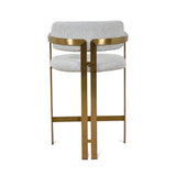 Ex Display - Tonu 65cm Brushed Gold Bar Stool - Light Grey Boucle Bar Stool K Steel-Core