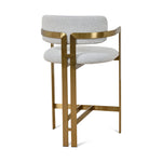 Ex Display - Tonu 65cm Brushed Gold Bar Stool - Light Grey Boucle Bar Stool K Steel-Core