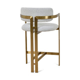 Ex Display - Tonu 65cm Brushed Gold Bar Stool - Light Grey Boucle Bar Stool K Steel-Core
