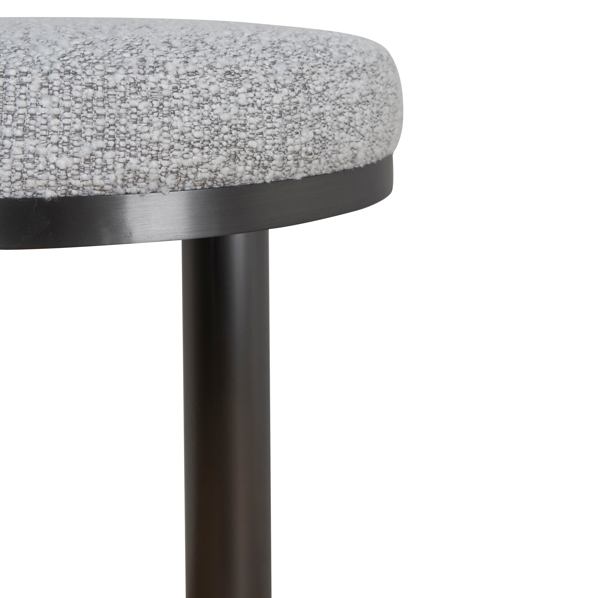 Ex Display - Jovan 68cm Brush Black Bar Stool - Silver Grey Boucle Bar Stool Blue Steel Sofa- Core