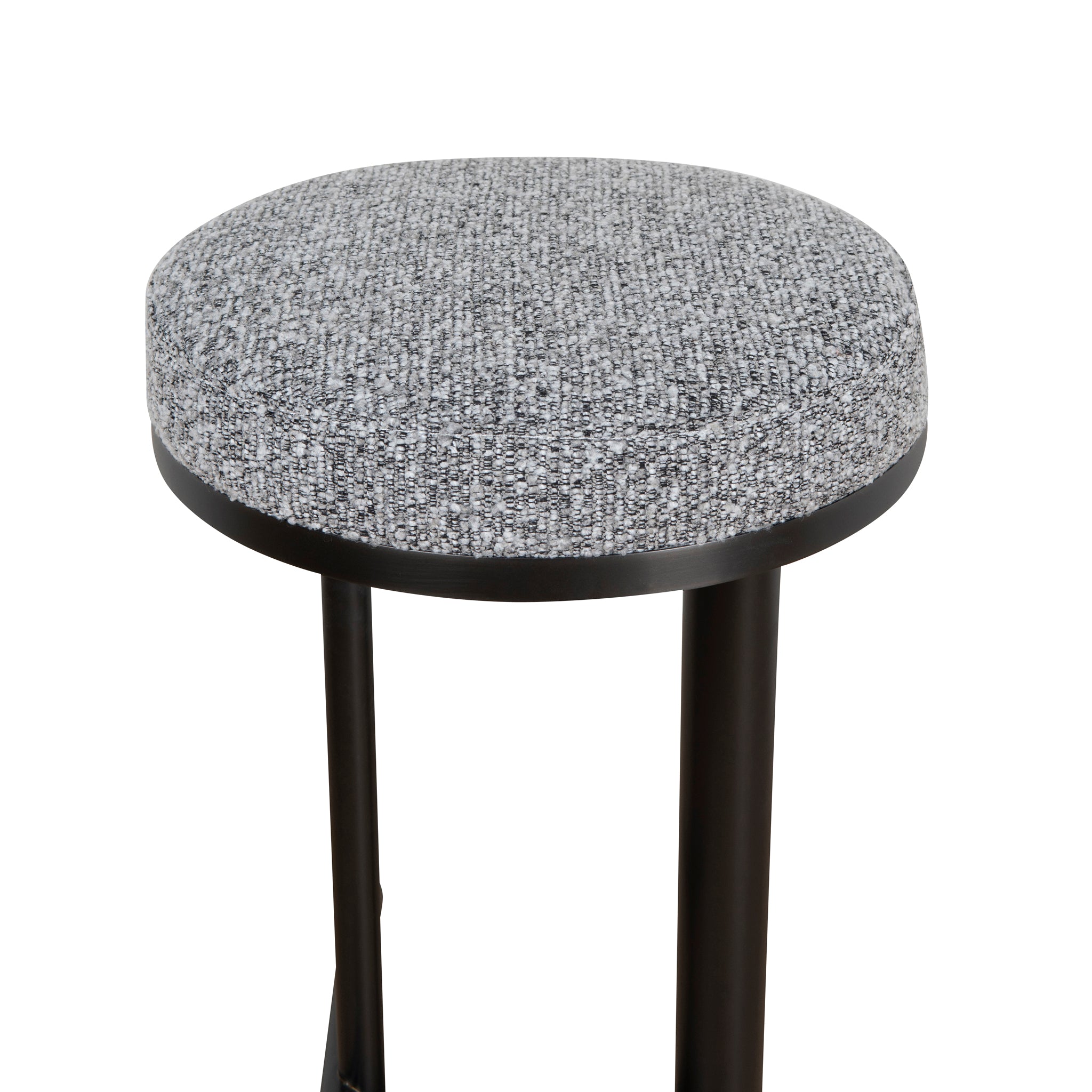 Jovan 68cm Matte Black Bar Stool - Graphite Grey Boucle Bar Stool Blue Steel Sofa- Core   